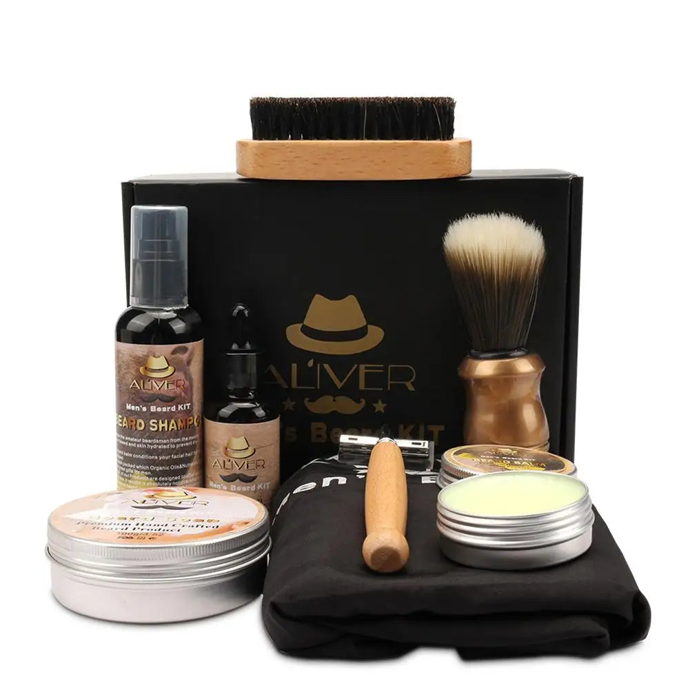 Men's Beard Kit (Styling Tool, Apron, & Balm) 9 Piece Set