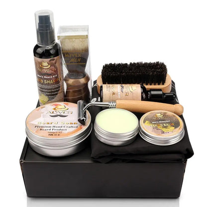 Men's Beard Kit (Styling Tool, Apron, & Balm) 9 Piece Set