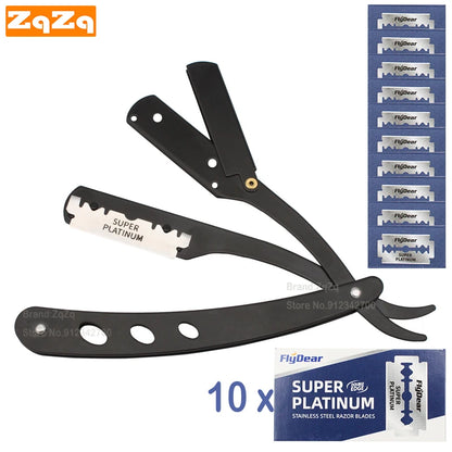 10 Shaving Blades & Straight Edge Razor Set