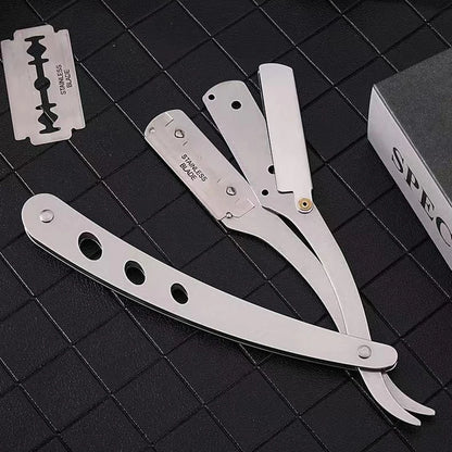 10 Shaving Blades & Straight Edge Razor Set